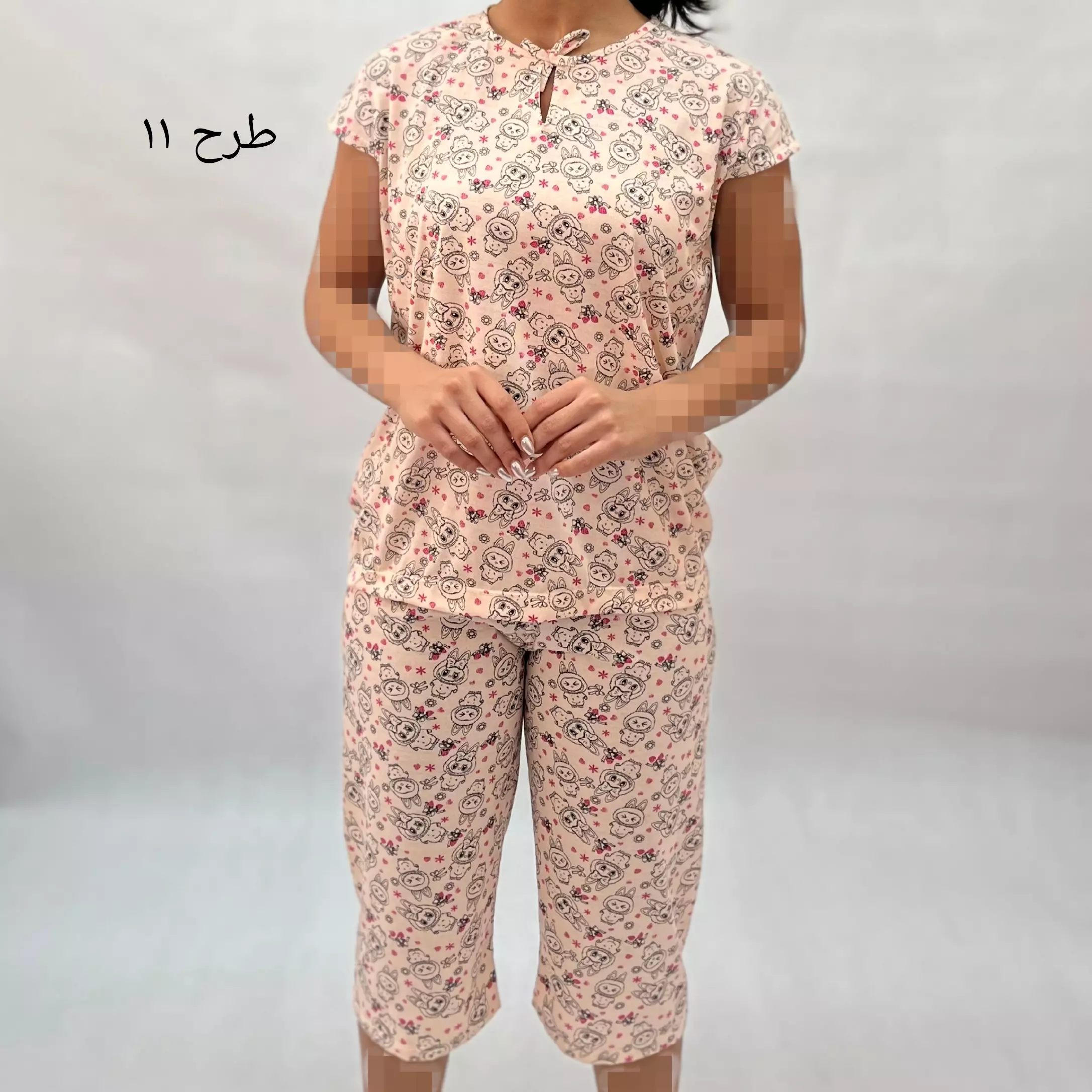 ست تیشرت و شلوارک میکس یقه گره 0011574033